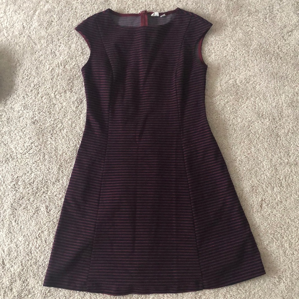 Striped Cap Sleeve Fit and Flare Dress